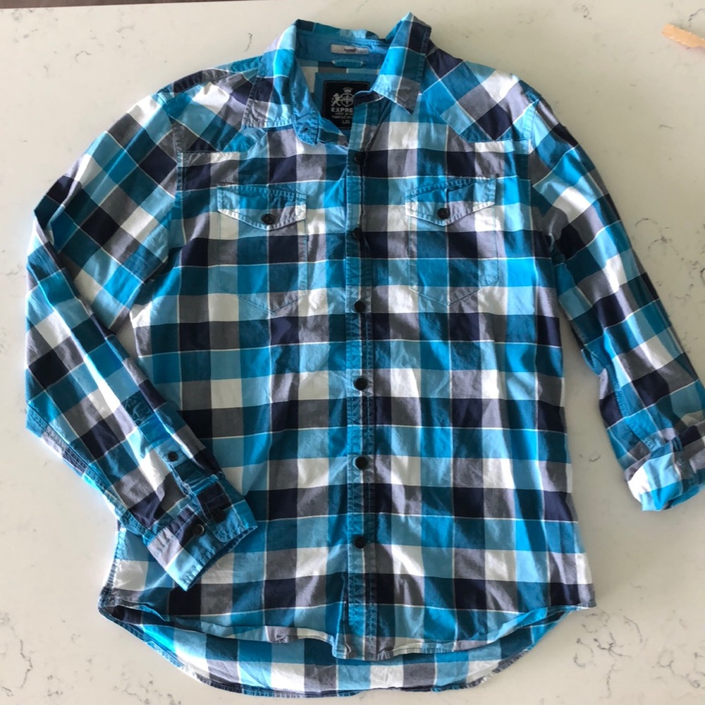 Men’s Express plaid button down